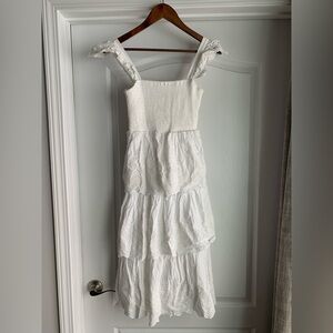 Miami small smocked eyelet White tiered dress